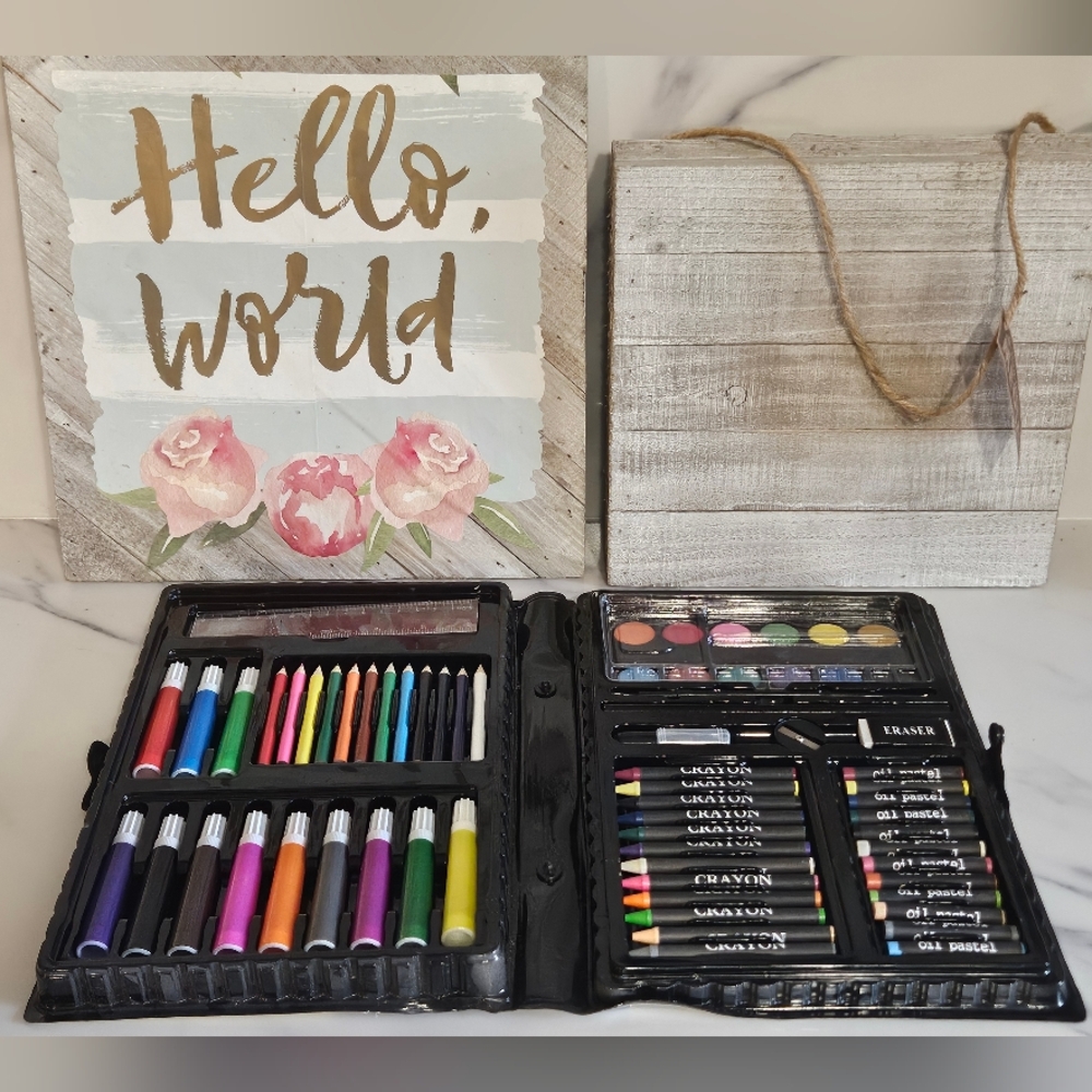 ☆ Artists & Homeschoolers Kit -  Blank Box Sign &  Watercolor Paint Palette ☆
